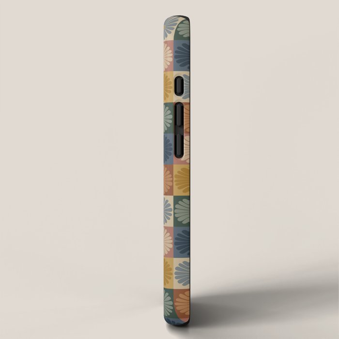 Retro Flowers Check Pattern IX iPhone Case Gallery Image 2