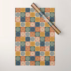 Retro Flowers Check Pattern IX Wrapping Paper Gallery Image 1