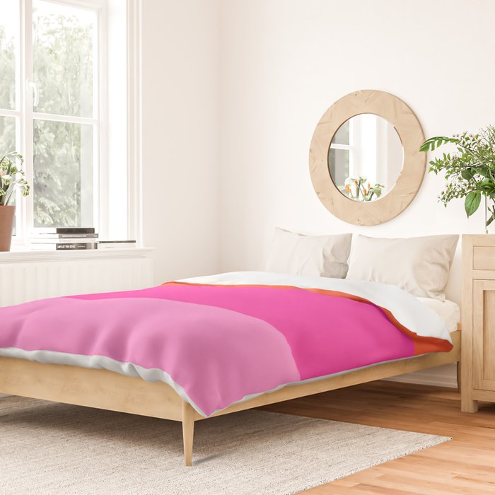 Sunset, Pink and Orange, Painterly, Freehand, Stripes Duvet Cover Gallery Image 2