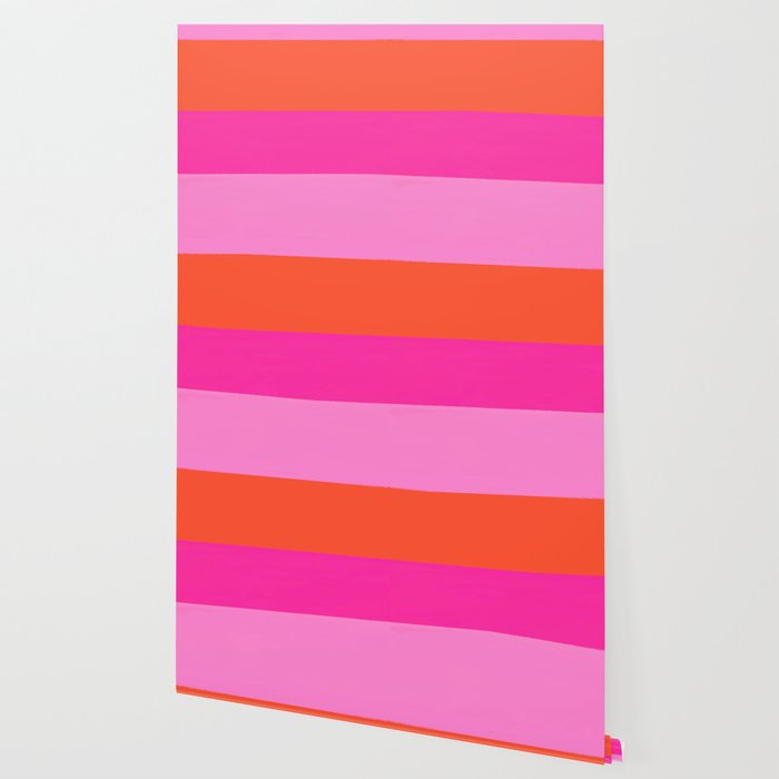 Sunset, Pink and Orange, Painterly, Freehand, Stripes Wallpaper Gallery Image 2