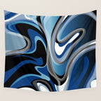Liquify in Denim, Navy Blue, Black, White // Version 2 Wall Tapestry Gallery Image 4