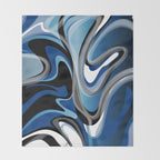 Liquify in Denim, Navy Blue, Black, White // Version 2 Throw Blanket Gallery Image 2