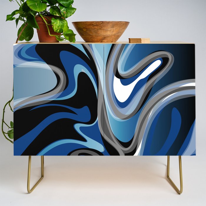 Liquify in Denim, Navy Blue, Black, White // Version 2 Credenza Gallery Image 1