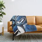 Liquify in Denim, Navy Blue, Black, White // Version 2 Throw Blanket Gallery Image 1