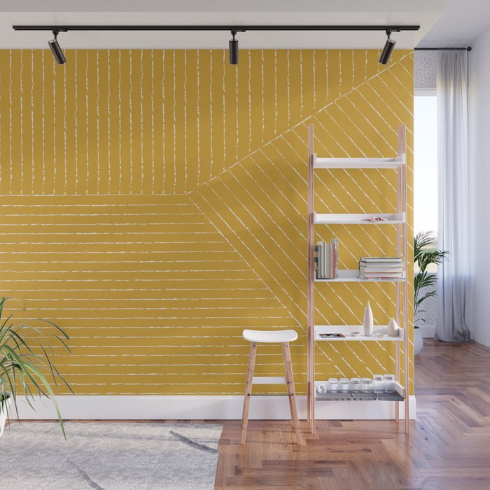Lines (Mustard Yellow) Wall Mural Gallery Image 1