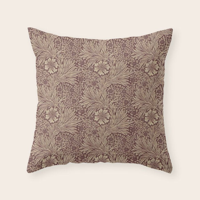 William Morris Marigold Brick Manilla Throw Pillow Gallery Image 6