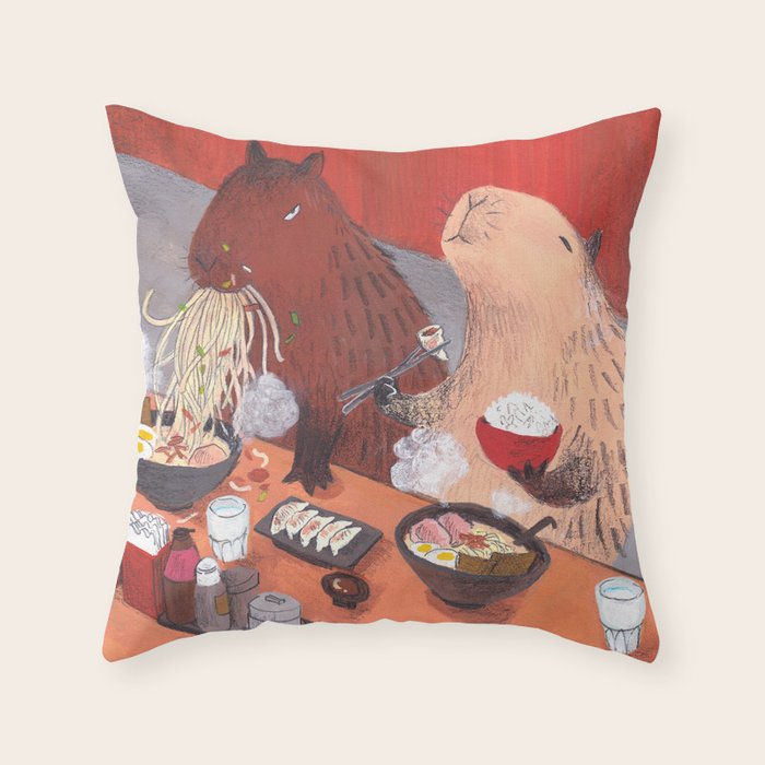 Raman Capybara Throw Pillow Gallery Image 6