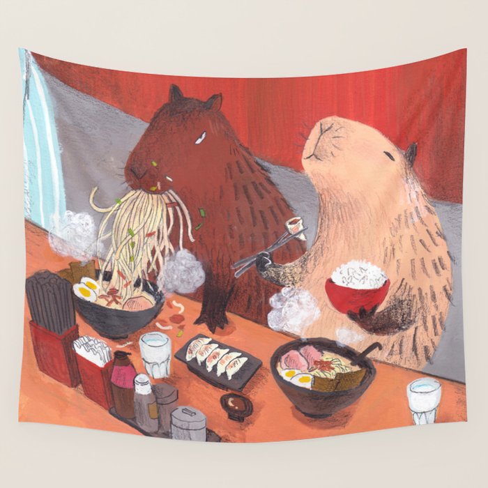 Raman Capybara Wall Tapestry Gallery Image 4