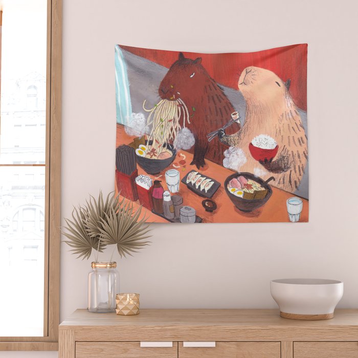 Raman Capybara Wall Tapestry Gallery Image 2