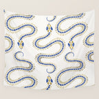 Snake Skeleton - Navy & Gold Palette Wall Tapestry Gallery Image 4