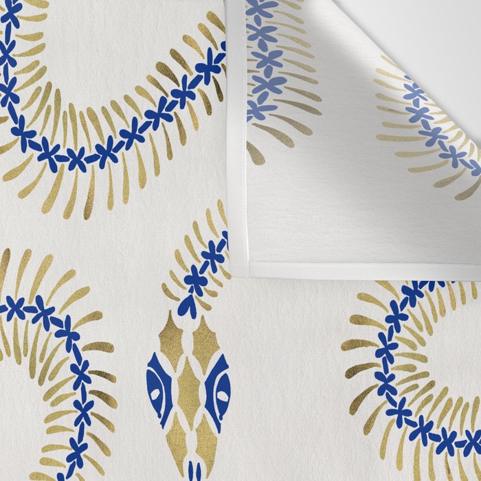 Snake Skeleton - Navy & Gold Palette Wall Tapestry Gallery Image 3