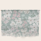 Soft meadow blooms - muted mint, dusty green, pink and beige floral pattern Wall Hanging Gallery Image 1