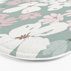 Soft meadow blooms - muted mint, dusty green, pink and beige floral pattern Bath Mat Gallery Image 3