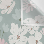 Soft meadow blooms - muted mint, dusty green, pink and beige floral pattern Wall Tapestry Gallery Image 3
