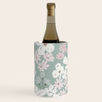 Soft meadow blooms - muted mint, dusty green, pink and beige floral pattern Wine Chiller Gallery Image 2