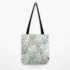 Soft meadow blooms - muted mint, dusty green, pink and beige floral pattern Tote Bag Gallery Image 2