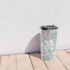 Soft meadow blooms - muted mint, dusty green, pink and beige floral pattern Travel Mug Gallery Image 4
