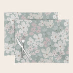 Soft meadow blooms - muted mint, dusty green, pink and beige floral pattern Placemat Gallery Image 1