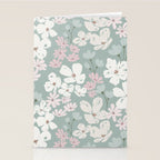 Soft meadow blooms - muted mint, dusty green, pink and beige floral pattern Stationery Card Gallery Image 2