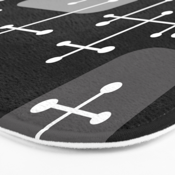 1950s Eames Era Art Crosshairs Black White Bath Mat Gallery Image 3