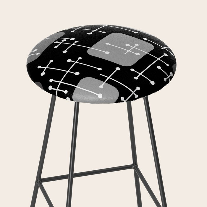 1950s Eames Era Art Crosshairs Black White Stool Gallery Image 2