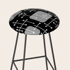 1950s Eames Era Art Crosshairs Black White Stool Gallery Image 2