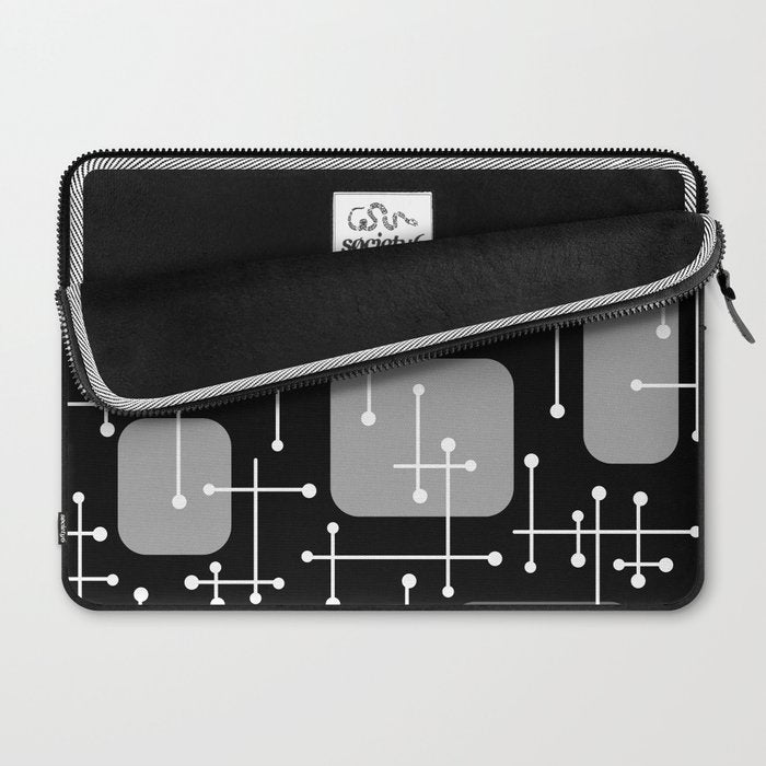 1950s Eames Era Art Crosshairs Black White Laptop Sleeve Gallery Image 2