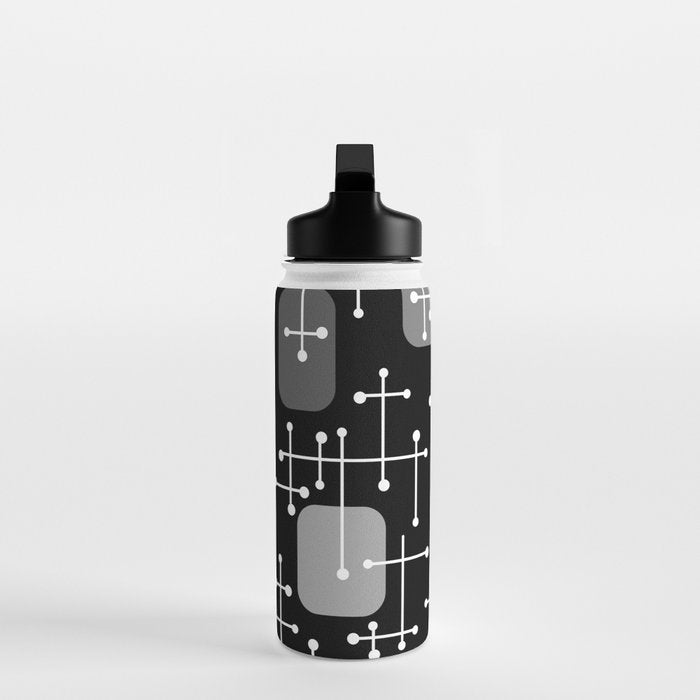 1950s Eames Era Art Crosshairs Black White Water Bottle Gallery Image 3
