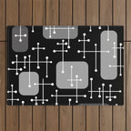1950s Eames Era Art Crosshairs Black White Outdoor Rug Gallery Image 1