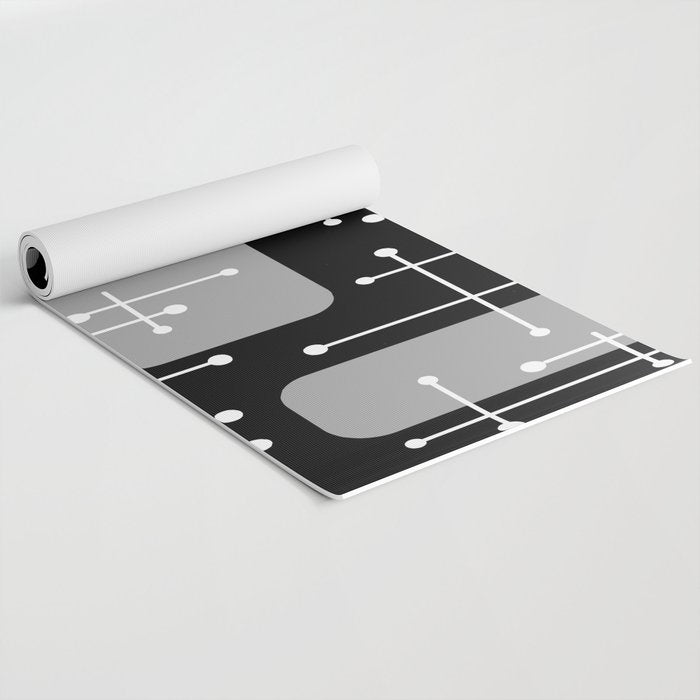 1950s Eames Era Art Crosshairs Black White Yoga Mat Gallery Image 2