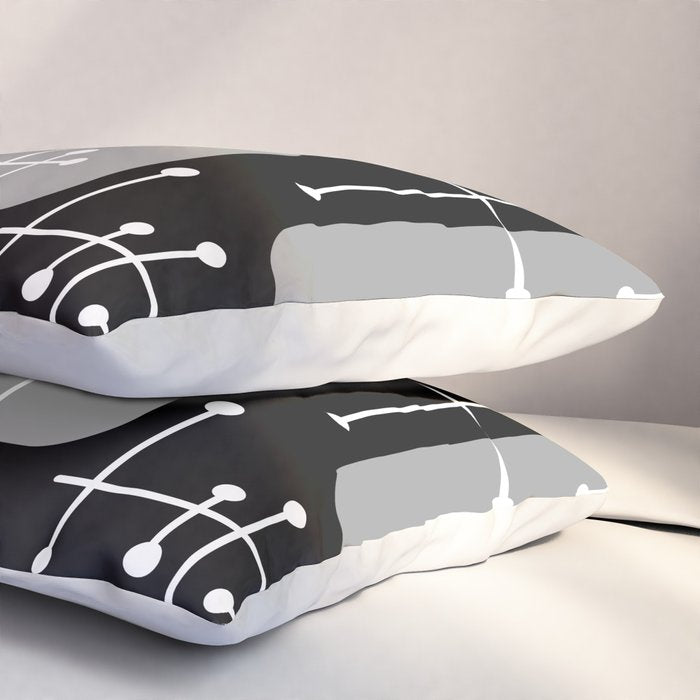 1950s Eames Era Art Crosshairs Black White Pillow Sham Gallery Image 3