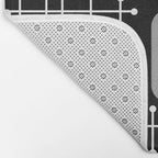 1950s Eames Era Art Crosshairs Black White Bath Mat Gallery Image 2
