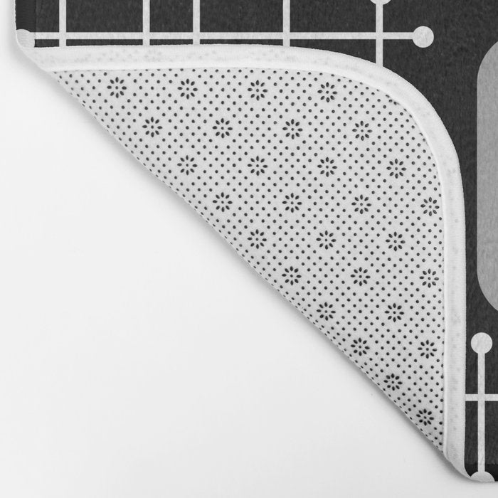 1950s Eames Era Art Crosshairs Black White Bath Mat Gallery Image 2
