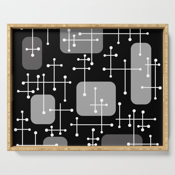 1950s Eames Era Art Crosshairs Black White Serving Tray Gallery Image 1