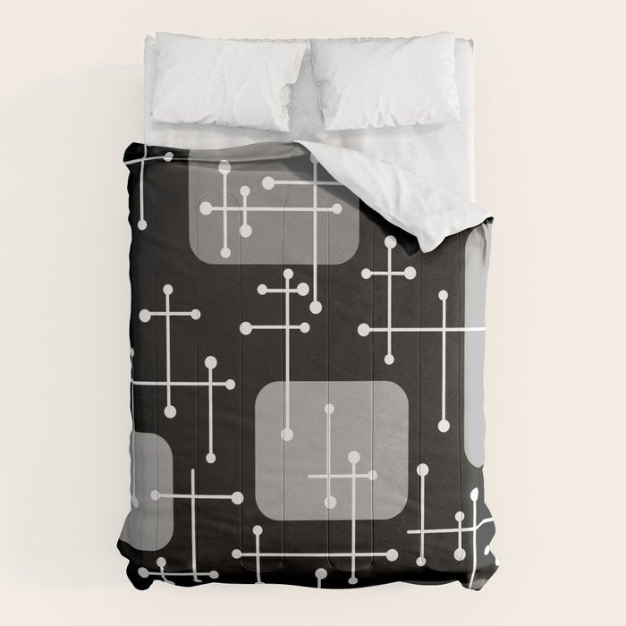 1950s Eames Era Art Crosshairs Black White Comforter Gallery Image 6