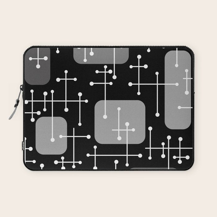 1950s Eames Era Art Crosshairs Black White Laptop Sleeve Gallery Image 1