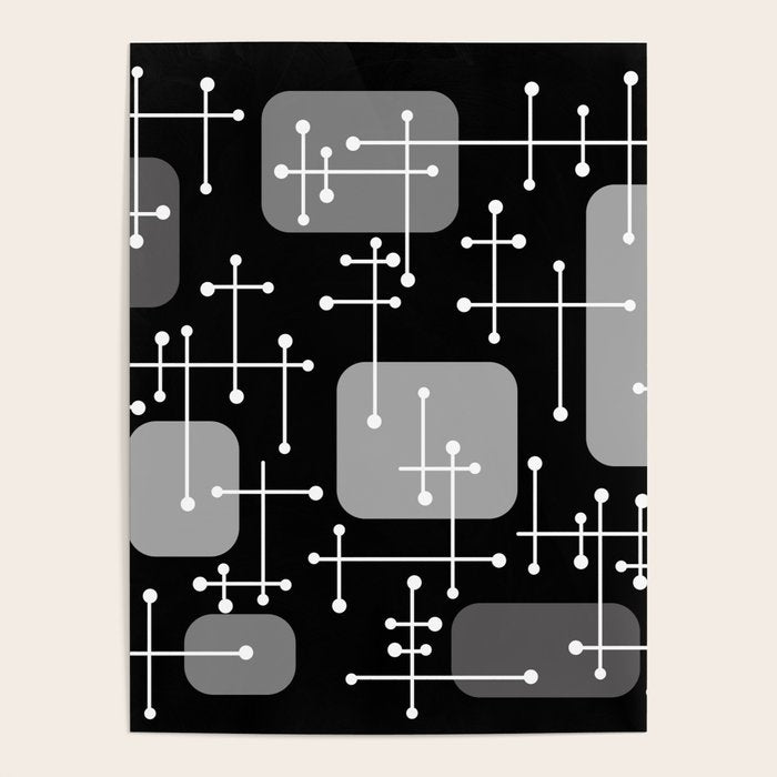 1950s Eames Era Art Crosshairs Black White Poster Gallery Image 4
