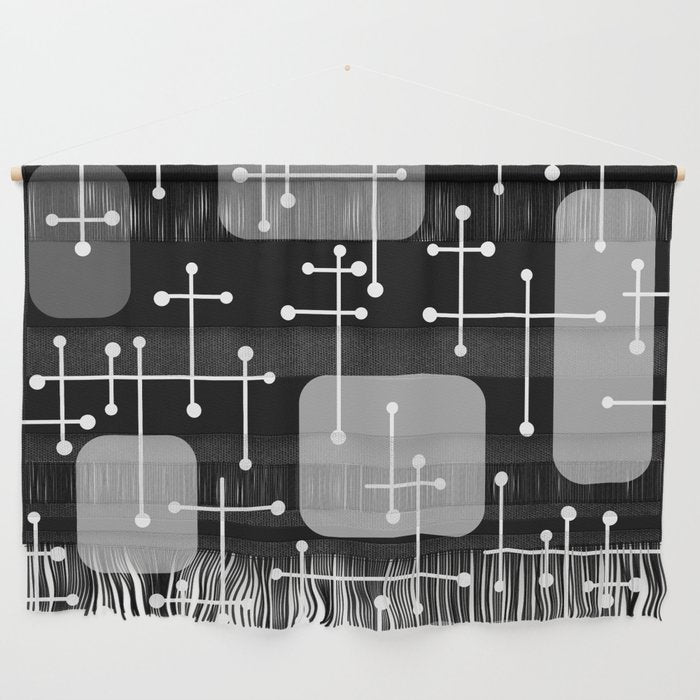 1950s Eames Era Art Crosshairs Black White Wall Hanging Gallery Image 1