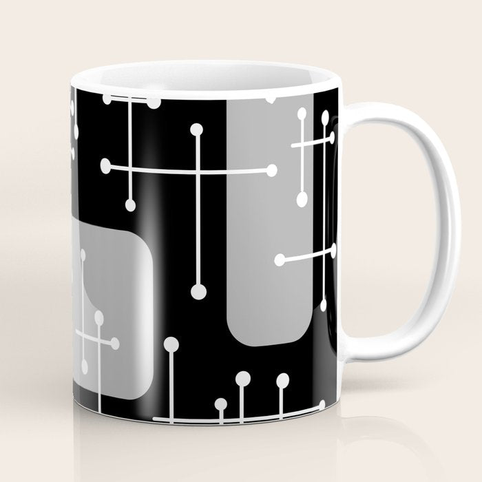 1950s Eames Era Art Crosshairs Black White Coffee Mug Gallery Image 1