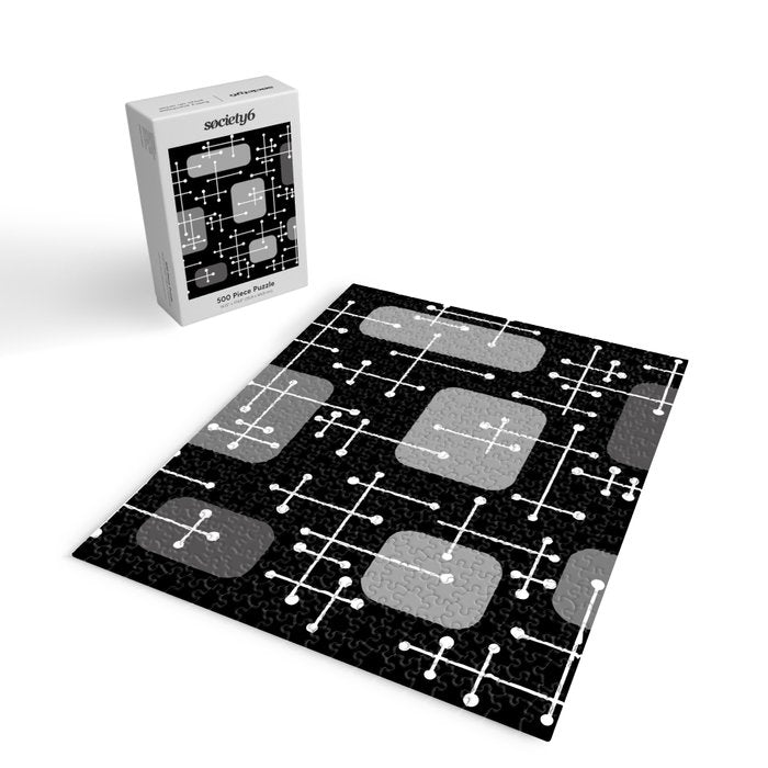 1950s Eames Era Art Crosshairs Black White Jigsaw Puzzle Gallery Image 2