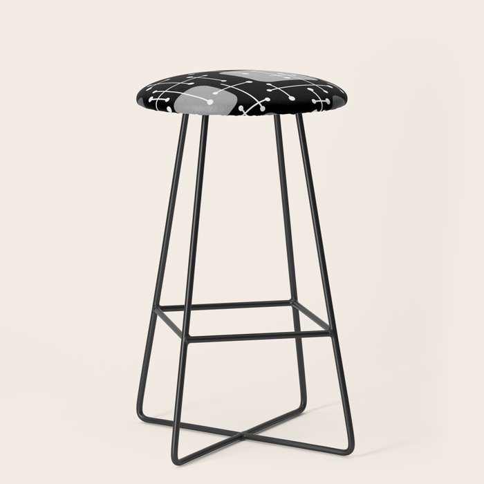 1950s Eames Era Art Crosshairs Black White Stool Gallery Image 1
