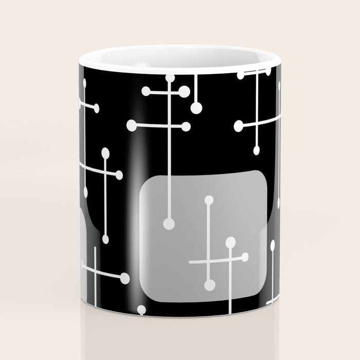 1950s Eames Era Art Crosshairs Black White Coffee Mug Gallery Image 4
