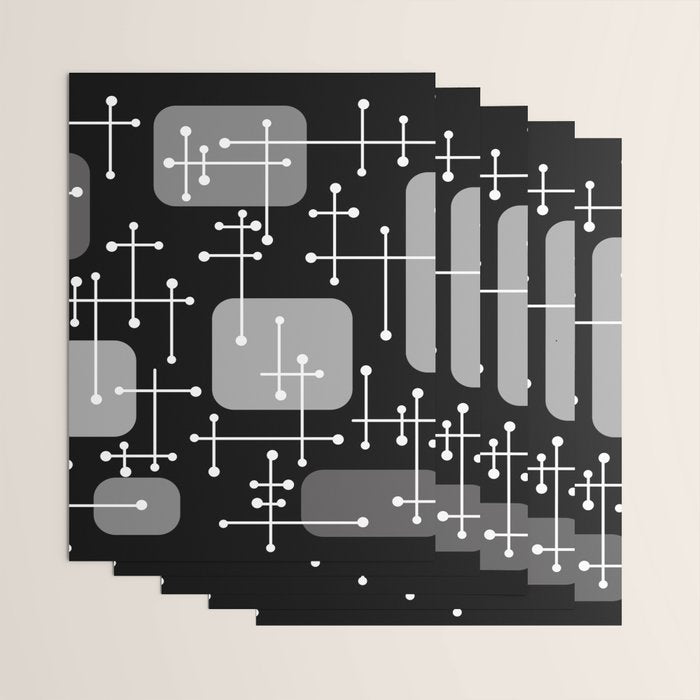 1950s Eames Era Art Crosshairs Black White Wrapping Paper Gallery Image 3