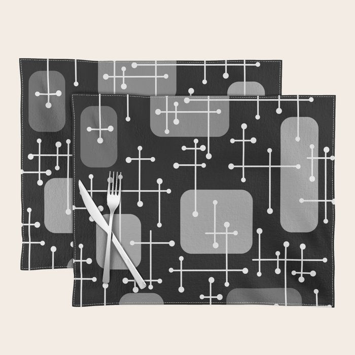 1950s Eames Era Art Crosshairs Black White Placemat Gallery Image 1