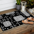 1950s Eames Era Art Crosshairs Black White Outdoor Rug Gallery Image 2