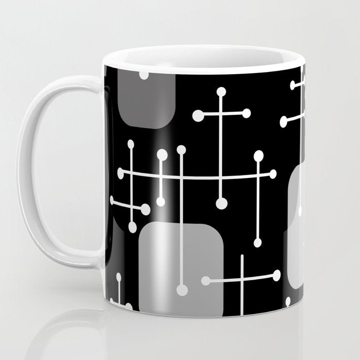 1950s Eames Era Art Crosshairs Black White Coffee Mug Gallery Image 3