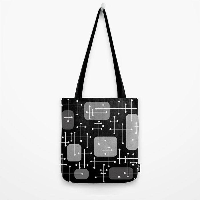 1950s Eames Era Art Crosshairs Black White Tote Bag Gallery Image 2