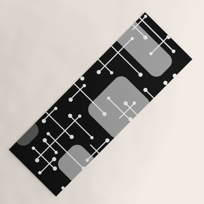 1950s Eames Era Art Crosshairs Black White Yoga Mat Gallery Image 1