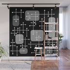 1950s Eames Era Art Crosshairs Black White Wall Mural Gallery Image 1