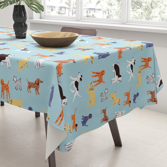 Funny dog animal cartoon art pattern Tablecloth Gallery Image 3